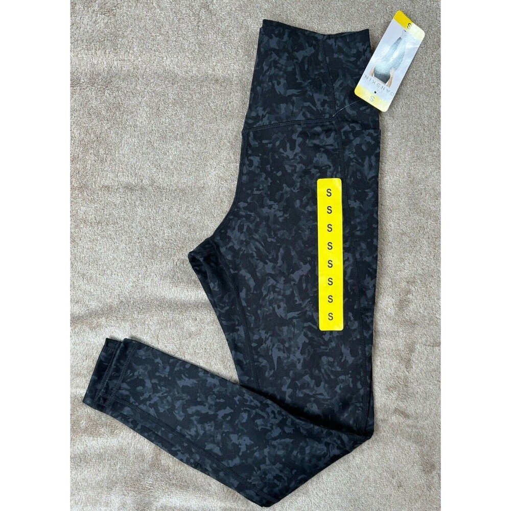 Danskin High Waist Leggings women Small Black Camo Print Workout Yoga NWT